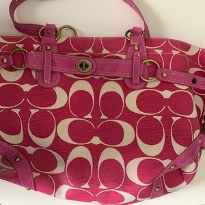 Pink and white coach bag!